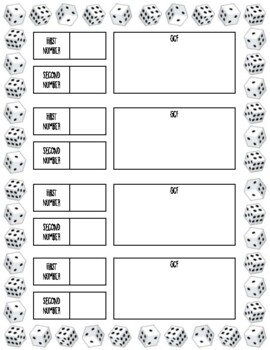 Greatest Common Factor (GCF) Dice Game by Kelsie Day | TPT