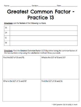 Greatest Common Factor & GCF Notes & Practice 6th Grade Module 2 ...