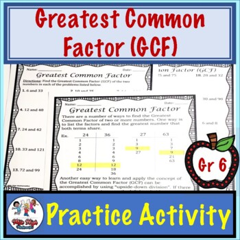 Greatest Common Factor (GCF) Practice Activity/Worksheet by Mister ...