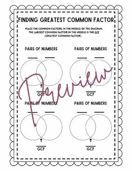 Preview of Greatest Common Factor (GCF)- Template