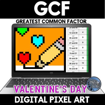 Preview of Greatest Common Factor GCF Valentines Digital Pixel Art