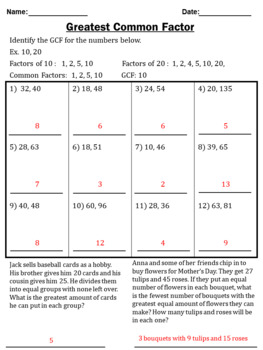 Greatest Common Factor (GCF) Worksheets by Eli Burger | TpT