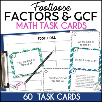 Preview of Greatest Common Factor (GCF) and Factors Footloose Math Task Cards Activity
