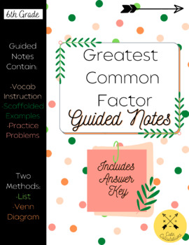 Preview of Greatest Common Factor Guided Notes
