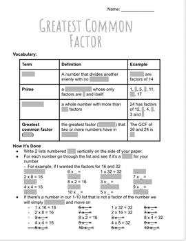 Preview of Greatest Common Factor Guided Notes & Practice