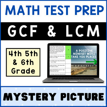 Preview of GCF & LCM ⭐ Spiral Review Test Prep ⭐ Math Mystery Digital Activity CHOICE BOARD