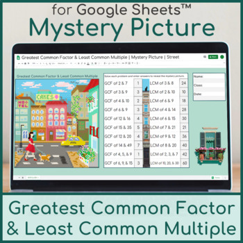 Preview of Greatest Common Factor & Least Common Multiple (GCF & LCM) | Pixel Art | Street