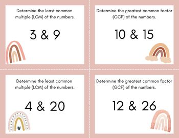 Preview of Greatest Common Factor & Least Common Multiple Math Task Cards