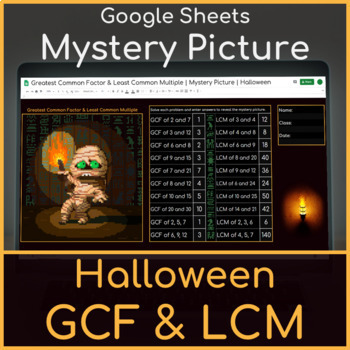 Preview of Greatest Common Factor & Least Common Multiple | Mystery Picture Halloween