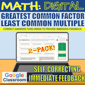 Preview of Greatest Common Factor & Least Common Multiple SELF-GRADING