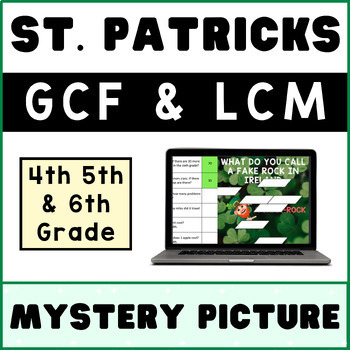 Preview of GCF & LCM ⭐ St Patricks Day ⭐ Math Mystery Picture Digital Activity CHOICE BOARD