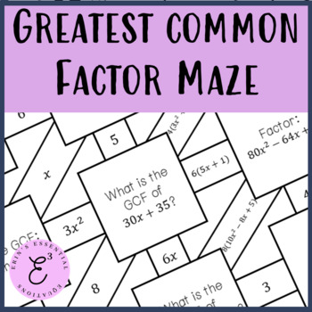 Preview of Greatest Common Factor Maze