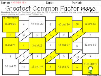 Greatest Common Factor Maze by Math is Blooming with Ms Donelin | TPT