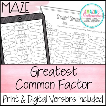 Preview of Greatest Common Factor Worksheet ( GCF ) - Maze Activity