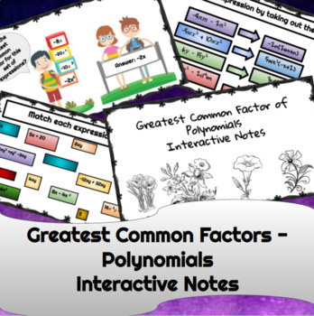 Preview of Greatest Common Factor Polynomials Interactive Notes Algebra 2 GCF