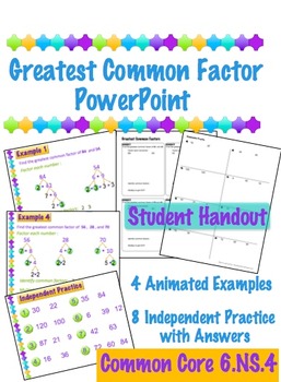 Preview of Greatest Common Factor - PowerPoint & Handout - 6.NS.4 (GCF)