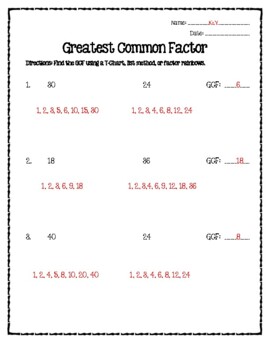 Greatest Common Factor Practice by Silk Productions | TPT