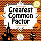 Greatest Common Factor Review Sheet - Halloween Themed