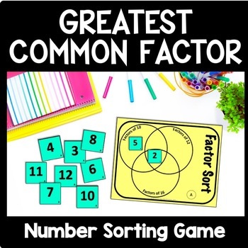 Preview of Greatest Common Factor Game, Finding Factors to 100 Activity GCF Montessori Math