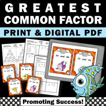 Preview of Greatest Common Factor Activity GCF Prime Factorization Factor Trees Game Wkshts