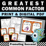 Greatest Common Factor Activity GCF Prime Factorization Fa