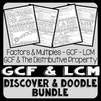 Preview of Greatest Common Factor and Least Common Multiple Discover & Doodle Bundle