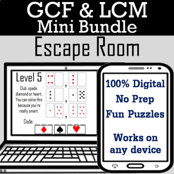 Preview of Greatest Common Factor and Least Common Multiple Escape Room (LCM and GCF Game)
