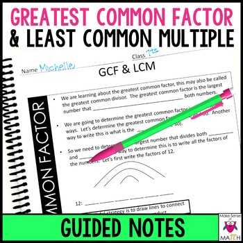 Preview of Greatest Common Factor and Least Common Multiple Guided Notes | GCF and LCM