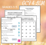 Greatest Common Factor and Least Common Multiple NO PREP W