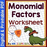 Factors of Polynomials GCF Worksheet