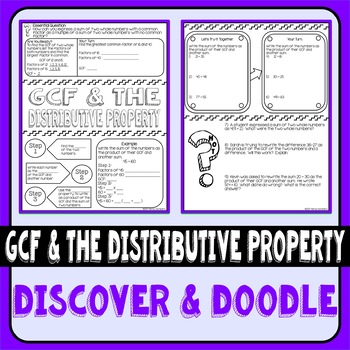 Preview of Greatest Common Factor & the Distributive Property Discover & Doodle