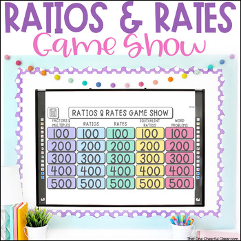 Preview of Greatest Common Factor (GCF), LCM, Ratios and Rates Math Review Game Show