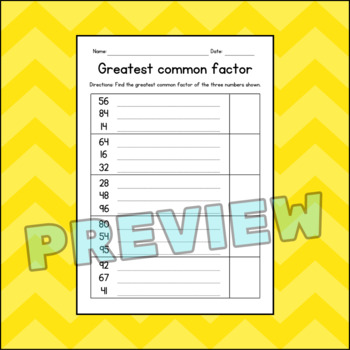 Greatest Common Factors (GCF) & Least Common Multiples (LCM) Worksheets ...
