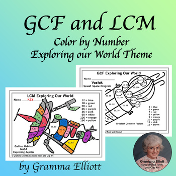 Preview of GCF and LCM Color by Number Worksheets