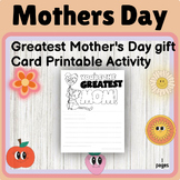 Greatest Mother's Day Gift Card Cute Raccoon Holding A Bal