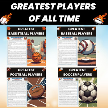 Preview of Greatest Players of All Time Reading Comprehension Worksheets Bundle