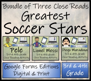 Preview of Soccer Stars Close Reading Activity Bundle Digital & Print | 3rd & 4th Grade