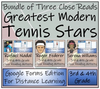 Preview of Tennis Stars Close Reading Activity Bundle Digital & Print | 3rd & 4th Grade