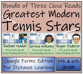 Preview of Tennis Stars Close Reading Activity Bundle Digital & Print | 5th & 6th Grade