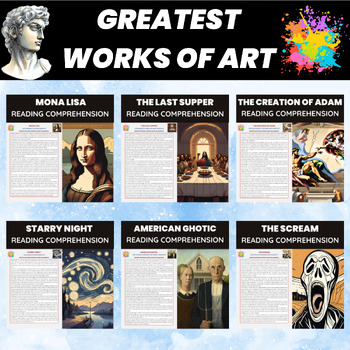 Preview of Greatest Works of Art Reading Comprehension Bundle | Famous Painting Sculpture