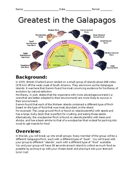 Preview of Greatest in the Galapagos Lab - Natural Selection Lab