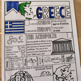 Greece Graphic Organizer & Coloring Pages - One Pager for 