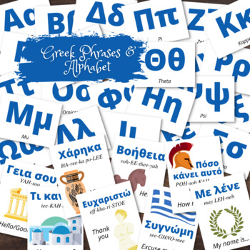 Preview of Greece GREEK Alphabet Flash Cards & Language Cards - FULL COLOR