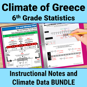 Preview of Greece Geography 6th Grade Statistics Analyze Climate and Weather Data BUNDLE