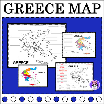 Preview of Greece Map Quiz Labeling the Regions | Numbered | Geography Map of Greece