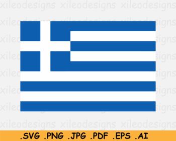 Preview of Greece National Flag, Greek Country Banner SVG Cricut Print - EPS AI PNG JPG PDF