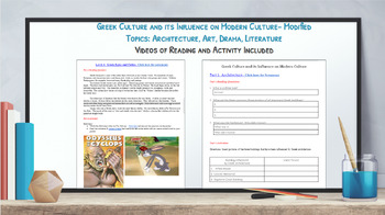 Preview of Greek Culture Reading & Activities- 3 tiered units for all student types