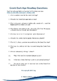 Greek Dark Age Reading Questions Worksheet