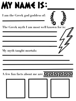 greek god research worksheet