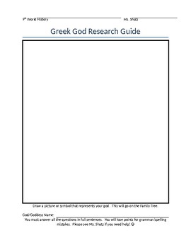 greek god research worksheet